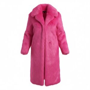Chic Fuchsia Faux Fur Trench Coat